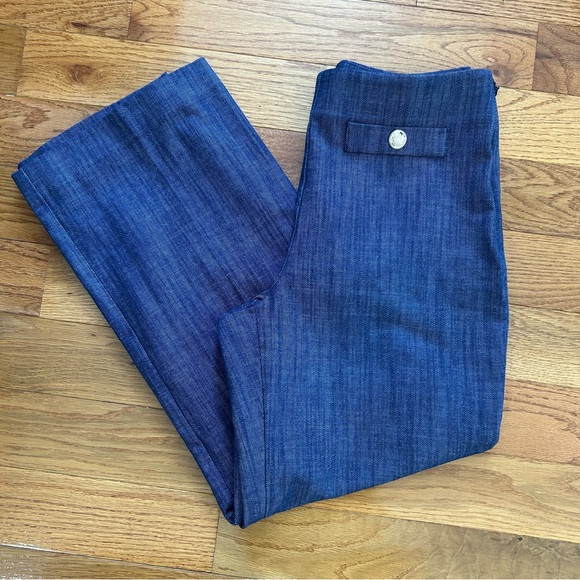 LOFT Button Trim Wide Leg trousers in Refined Denim 4P - Picture 13 of 15